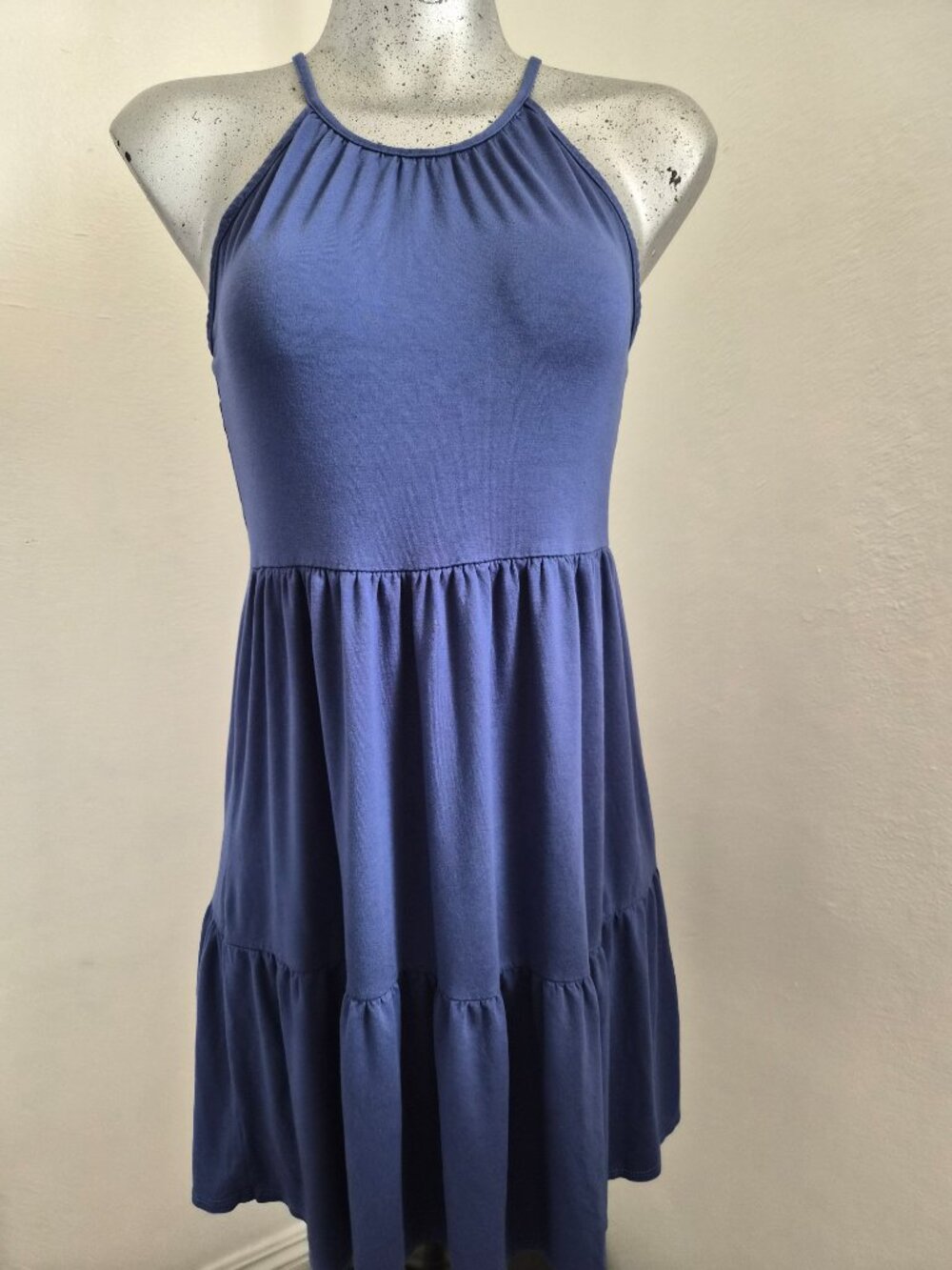 Olivia Rae Blue Tiered Halter Dress Size M